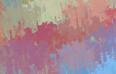 Modern art. Handmade background. Colorful pattern. Backdrop material. Wide brush. Painterly mix. Abstract. Color texture. 2d illustration. Wall painting. Canvas surface.