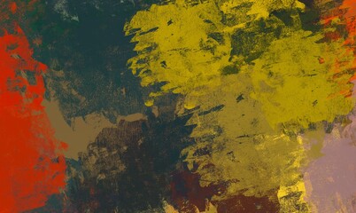 Wall painting. Oil painting. Abstract. Modern art. Wide brush. Handmade background. Colorful pattern. Backdrop material. Canvas surface. 2d illustration. Color texture. 