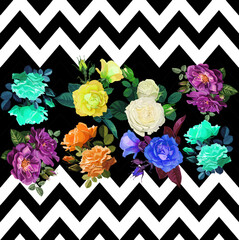 zigzag and flower pattern