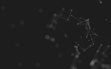 Abstract background. Molecules technology with polygonal shapes, connecting dots and lines. Connection structure. Big data visualization.
