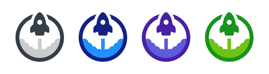 Rocket launch icon set. Startup vector illustration