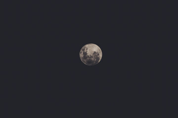 full moon in the night sky shot with telephoto lens