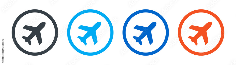 Poster Plane vector icon in circle style isolated