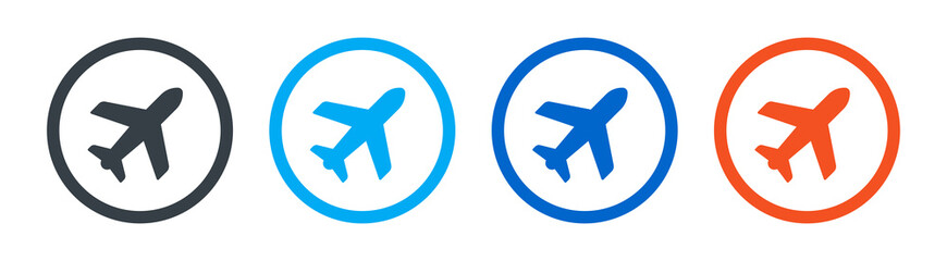 Plane vector icon in circle style isolated