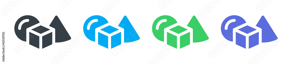 Poster Basic 3D shape elements icon vector set.