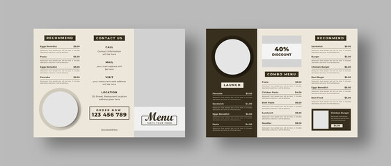 Food menu trifold brochure