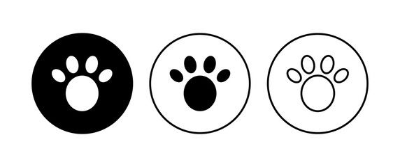 Paw icon set. paw print icon vector. dog or cat paw