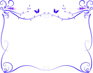 vector drawing flowers and butterfly border frame background