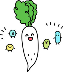 大根と植物性乳酸菌のキャラクター