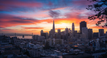 Naklejka na ściany i meble San Francisco Skyline at Sunrise