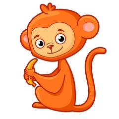 Cute monkey cartoon. Monkey clipart vector illustration