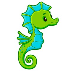 Cute Sea Horse cartoon. Seahorse clipart vector illustration © Visual Content