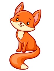 Cute fox cartoon. Fox clipart vector illustration