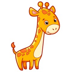 Cute giraffe cartoon. Giraffe clipart vector illustration