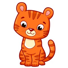 Cute Tiger cartoon. Tiger clipart vector illustration