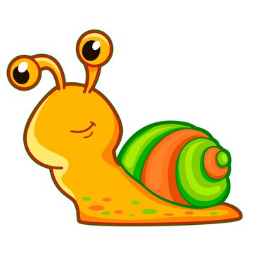 Cute Snail Cartoon. Snail Clipart Vector Illustration