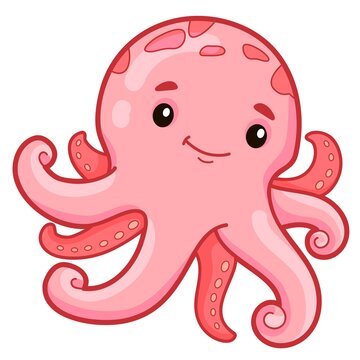 Cute octopus cartoon. Octopus clipart vector illustration