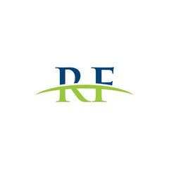 RF initial swoosh horizon, letter logo designs vector