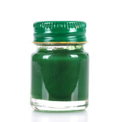 Bottled medicine on white background