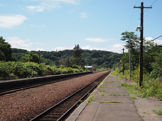JR函館本線 蘭島駅ホームから見た線路