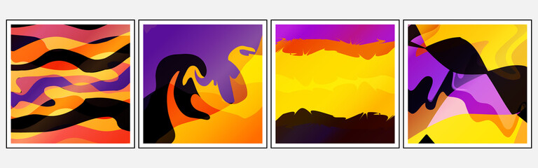 Abstract background. Set of square art template design bright colorful. Collections of Halloween pattern style for backdrop, poster, fabric, print, or card, brochure. Vector illustration.