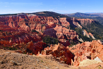 the spectacularly-colored and eroded canyons of cedar breaks national monument from point supreme overlook in southwestern utah, near brian head