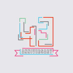 43th Years Anniversary Logo Birthday Celebration Abstract Design Vector Illustration.