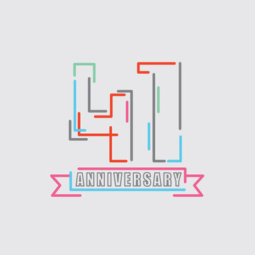 41th Years Anniversary Logo Birthday Celebration Abstract Design Vector Illustration.