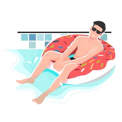 Happy Boy Enjoying Summer In Swimming Pool illustration