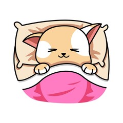 Cute sleeping cat cartoon illustration