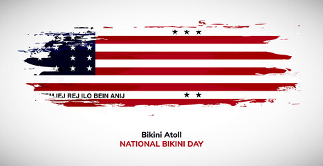 Happy national bikini day of Bikini Atoll. Brush flag of Bikini Atoll vector illustration. Abstract watercolor national flag background
