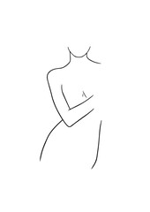 Abstract illustration. Poster. Drawing of a woman in one line.