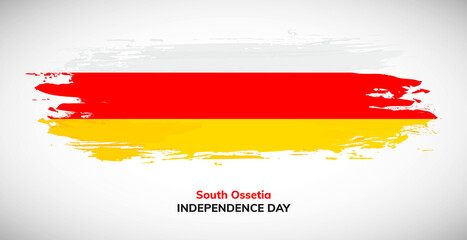 Happy independence day of South Ossetia. Brush flag of South Ossetia vector illustration. Abstract watercolor national flag background
