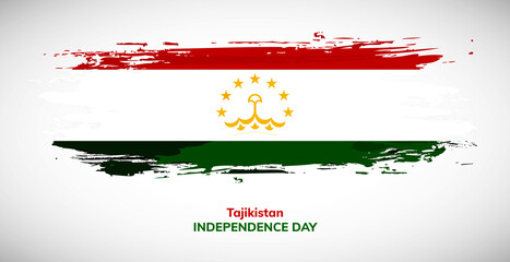 Happy independence day of Tajikistan. Brush flag of Tajikistan vector illustration. Abstract watercolor national flag background