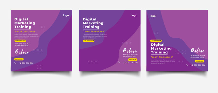 Live streaming webinar promotion social media instagram post banner template