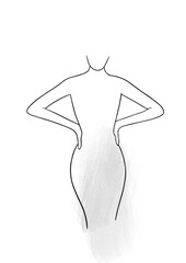 Abstract illustration. Poster. Drawing of a female figure in one line.