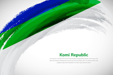 Happy national day of Komi Republic with watercolor brush stroke flag background with abstract watercolor grunge brush flag