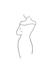 Abstract illustration. Poster. Drawing of a female figure in one line.