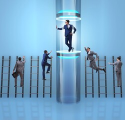 Businessmen in accelerated and fast promotion concept