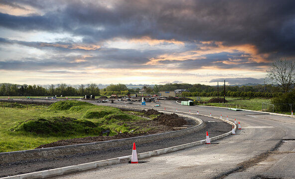 The new Wichelstowe southern access road (WSA) construction in Swindon, Wiltshire