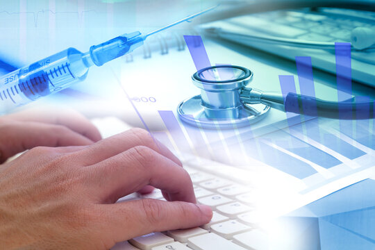 virus pandemic illness statistics and researching for medical process, vaccine development concept 