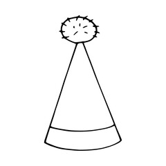party hat with stripes. hand drawn doodle style. vector, minimalism, monochrome. festive funny.