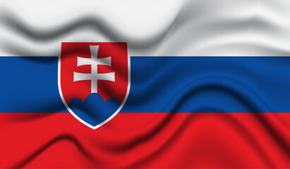 Abstract waving flag of Slovakia with curved fabric background. Creative realistic waving flag of Slovakia vector background