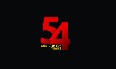 Obraz premium 54 year anniversary red color, minimalist logo years, jubilee, greeting card. invitation on Grey background - Vector