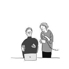 パソコン、ネット予約、電話がつながらずに悩む、シニア夫婦、男女A