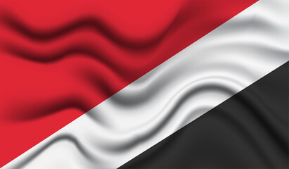 Abstract waving flag of Principality of Sealand with curved fabric background. Creative realistic waving flag vector background