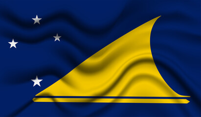 Abstract waving flag of Tokelau with curved fabric background. Creative realistic waving flag of Tokelau vector background