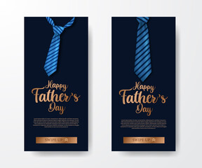 trendy elegant luxury social media stories banner invitation for father day with illustration neck tie