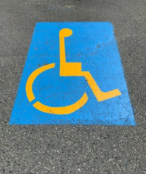 Parking spot for people with disabilities or handicap, signage