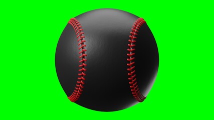 Black baseball ball isolated on green chroma key background.
3d illustration for background.
